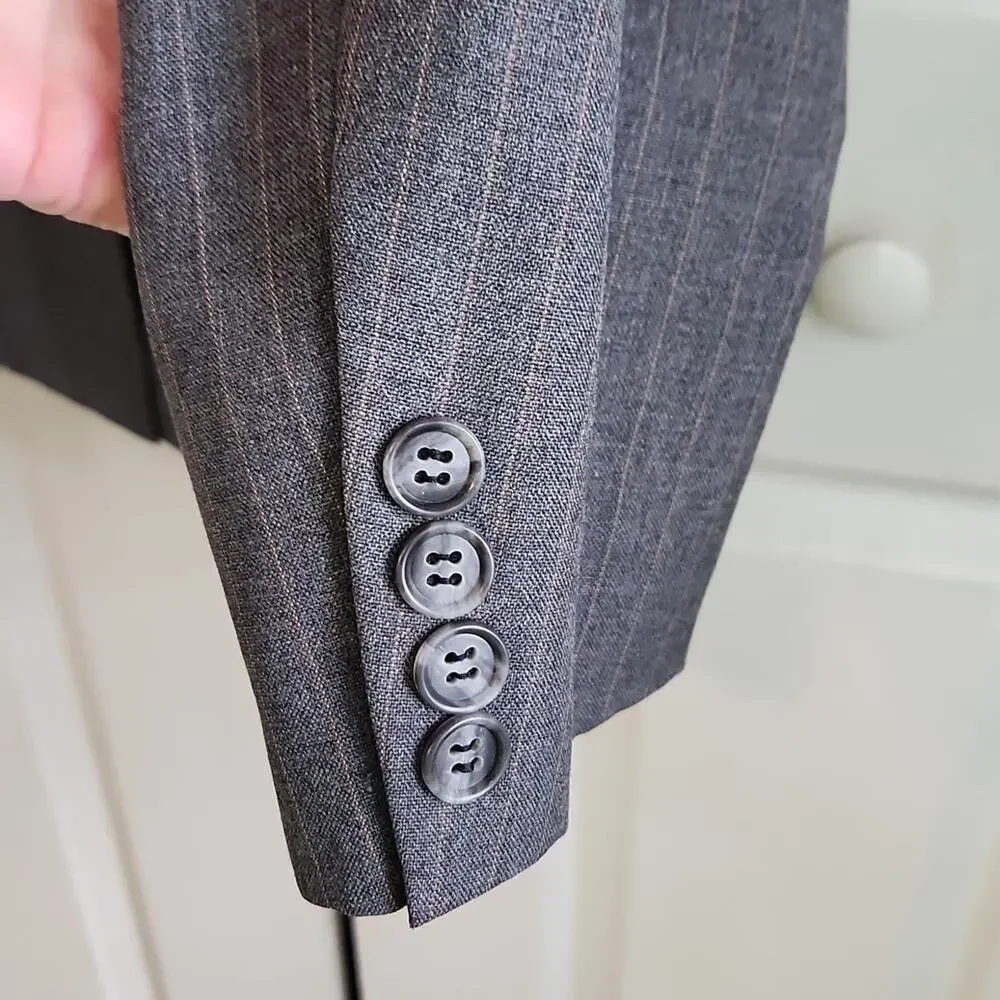 Vintage Palm Beach Gray Pinstriped Single Breasted Suit‎ 42 33x43 Business 80s
